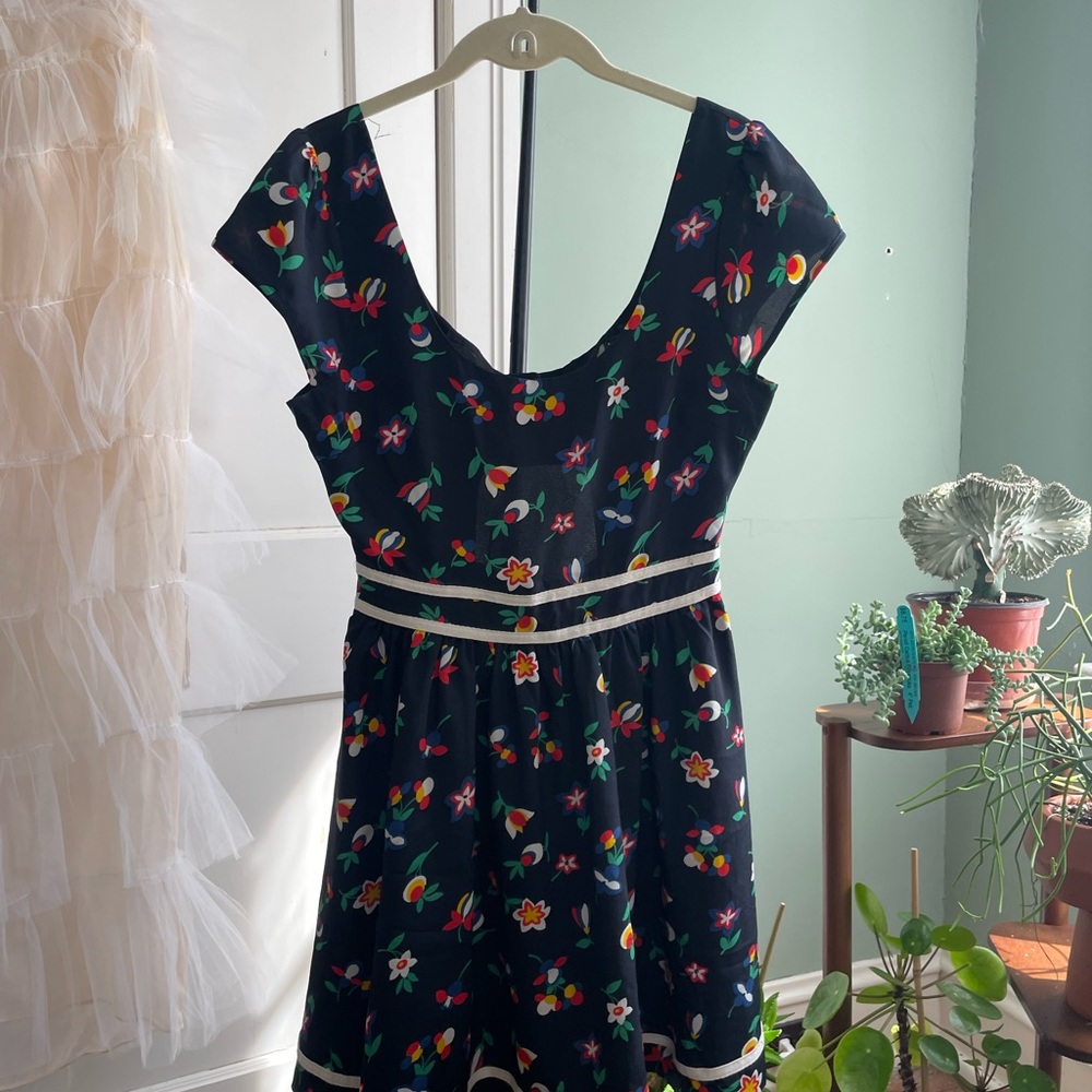 Floral Black Mini Dress